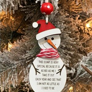 Festive Snowman Ornament with Red Hat and Scarf